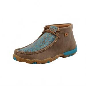 NEW TWISTED X women's chukka driving moc shoe in bomber & turquoise